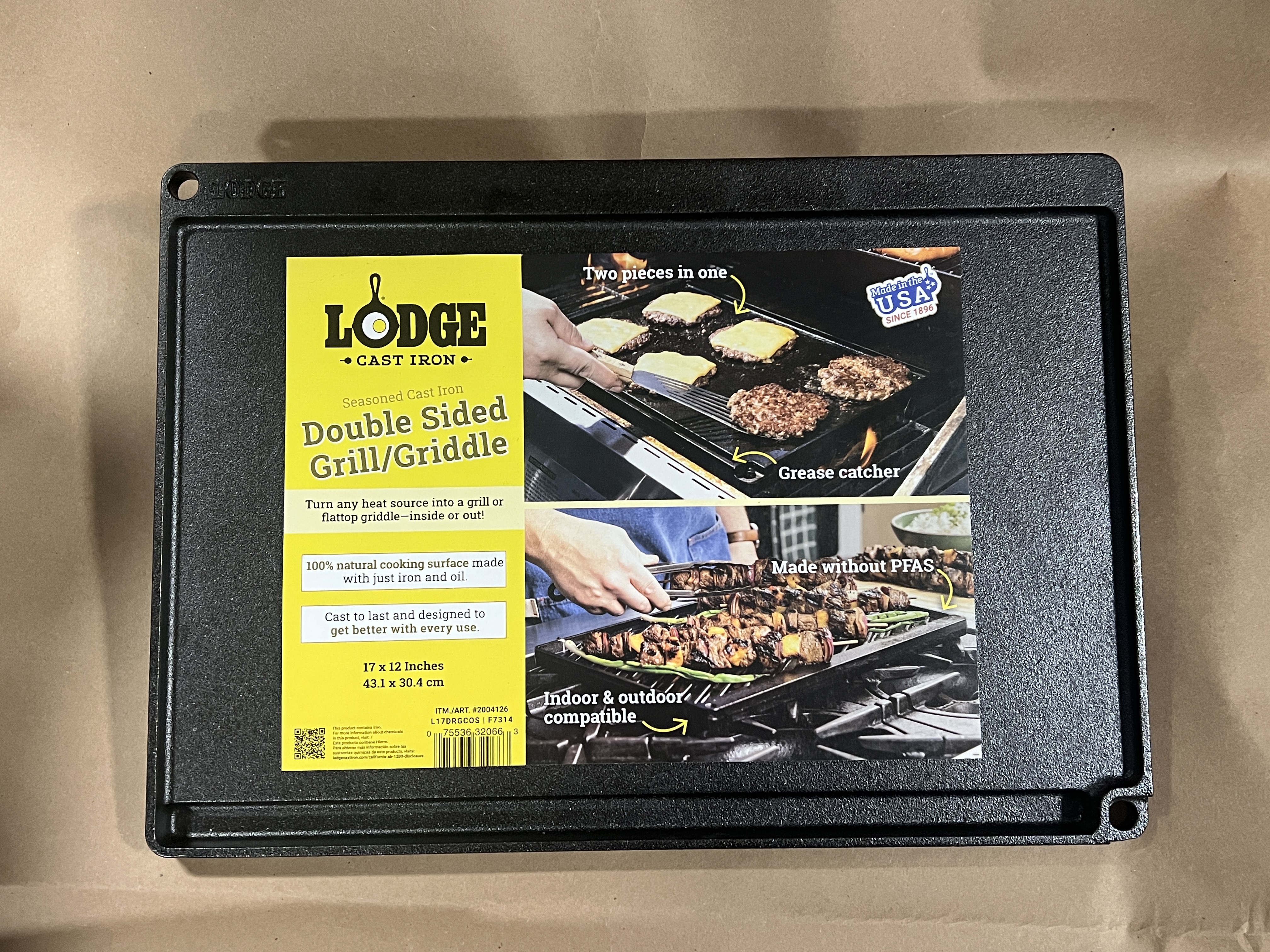 LODGE IRON GRILL/GRIDDLE