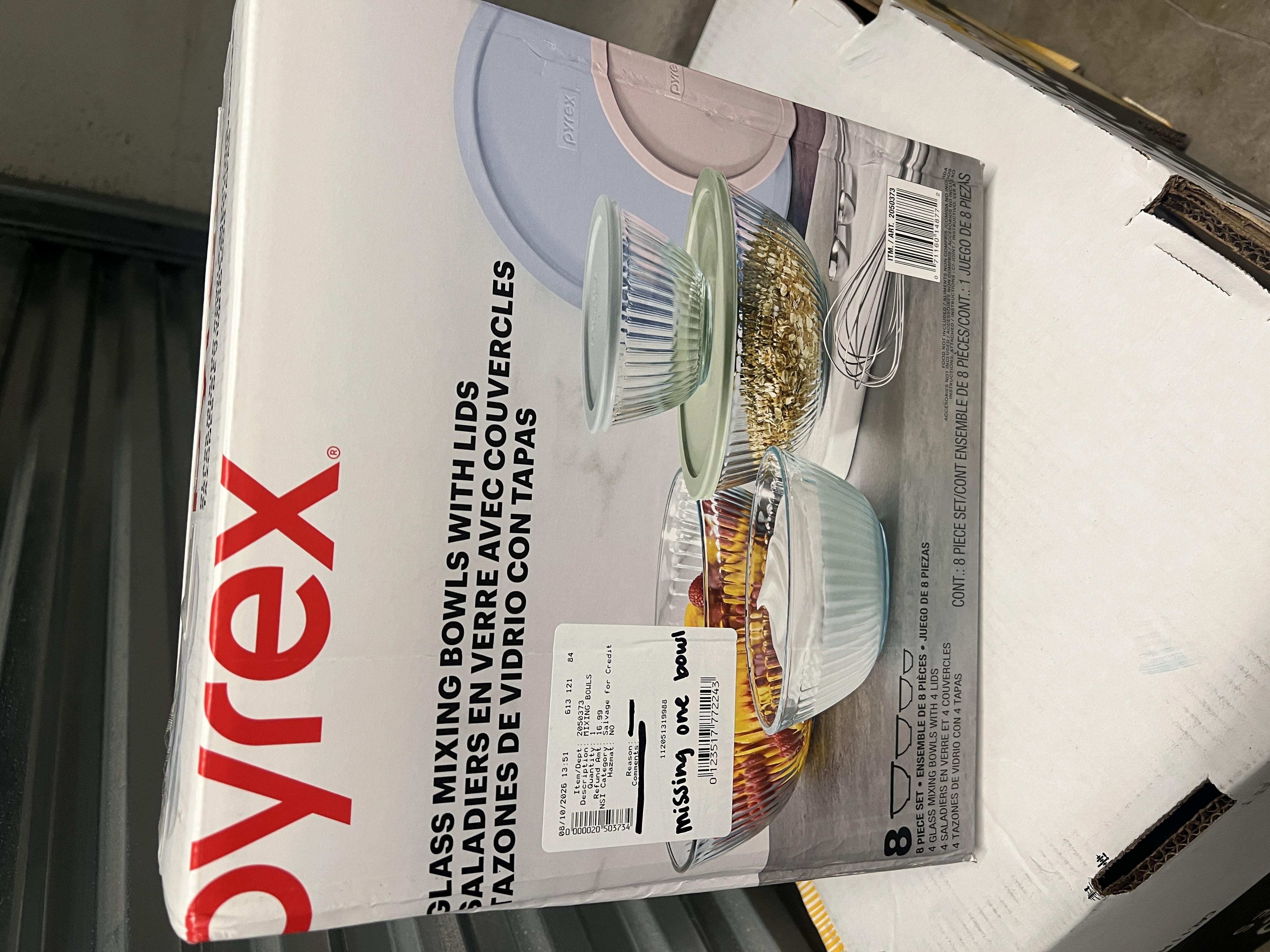 PYREX 8PC CLEAR GLASS